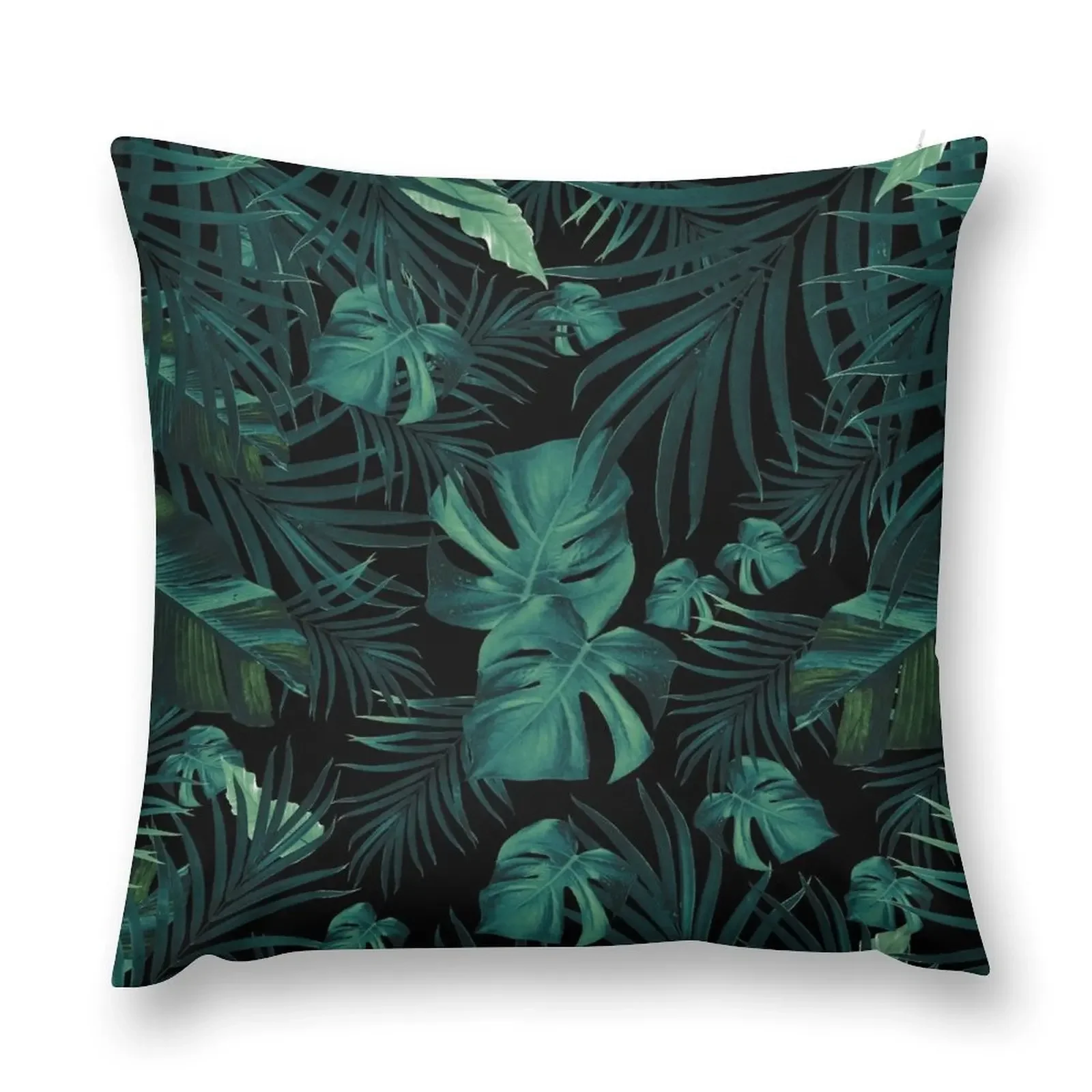 Tropical Jungle Night Leaves Pattern #1 (2020 Edition) #tropical #decor #art Throw Pillow Sofa Cushion Sofa Covers pillow