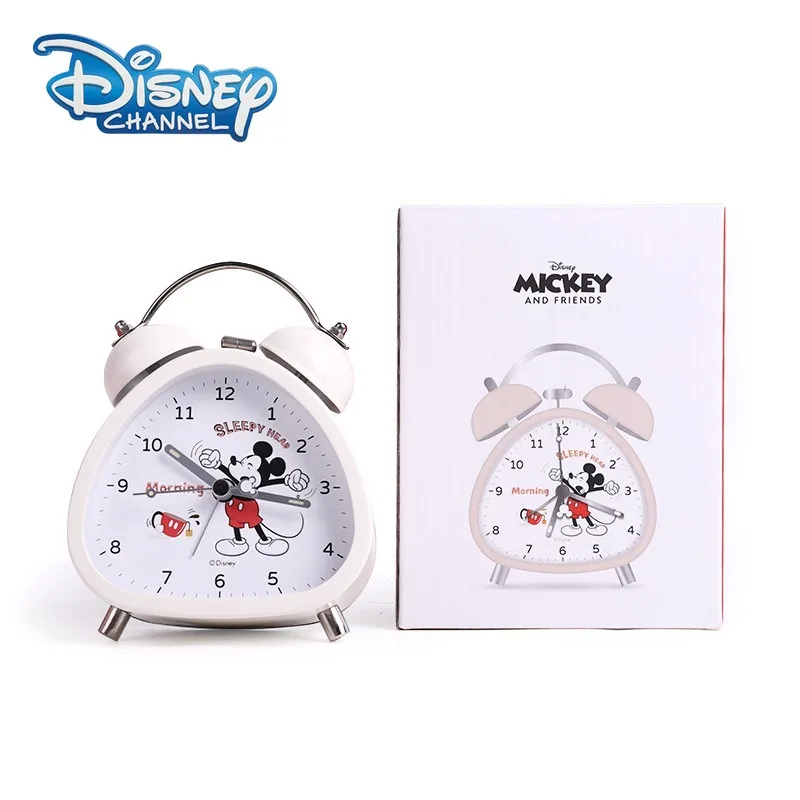 

Disney Alarm Clock Mickey Elsa Cartoon Triangle Metal Silent Night Light Dual Bell Pointer Rings The Bell Wake Up Clock Bedroom