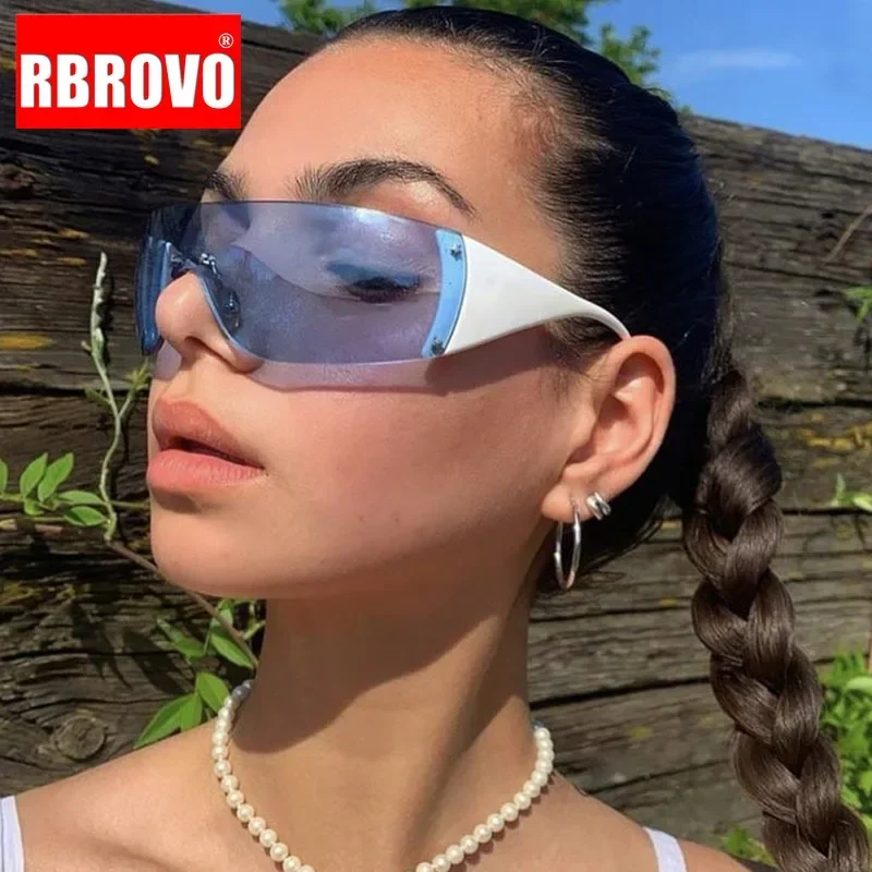 RBROVO Rimless Punk Sunglasses Women Retro Y2k Eyewear Women/Men Luxury Brand Designer Glasses Women 2023 Lentes De Sol Mujer