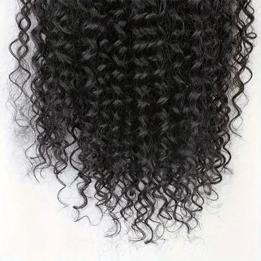 Peruca Curta Kinky Curly para Mulheres, Rabo De Cavalo Sintético, Extensão Do Cabelo Com Cordão, Clipes Fofos, Pedaço De Cabelo, Afro, 10"