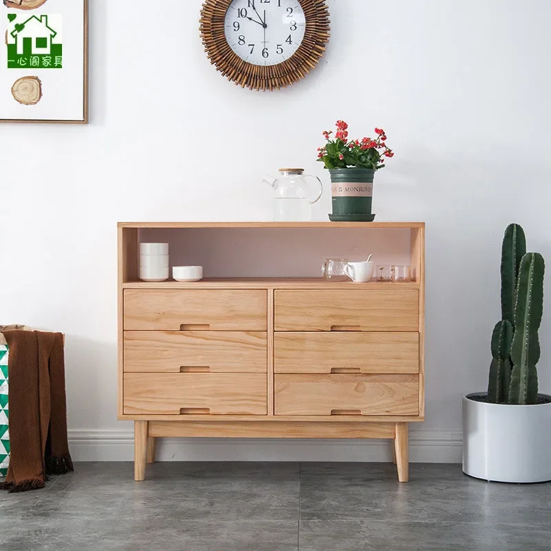 The product can be customized modern simple solid wood sideboard small apartment drawer storage locker home living room display