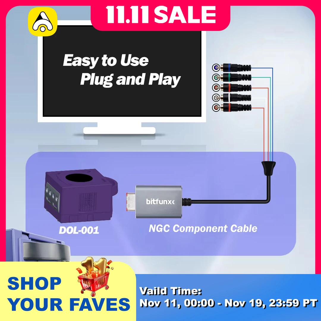 BitFunx 5RCA Audio Video YPbPr Cable For Nintendo GameCube Component Cable For NGC Game Console Digital AV Out