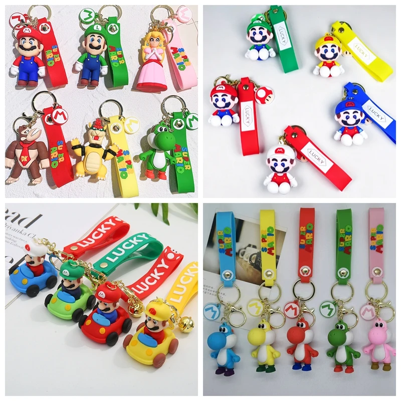 2026 Lançamento Quente Anime Mario Bros 20 Estilos Chaveiro Luigi Toad Bowser Boneco de Ação Modelo PVC Desenho Animado Pingente de Bolsa Brinquedo Presente