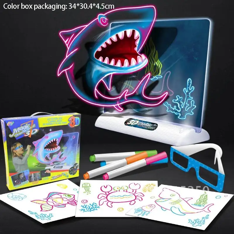 Tavolo da disegno magico 3D LED VR Montessori Giocattoli educativi Bambini che scrivono LCD fai da te Colorazione Pittura Lavagna Graffiti Tablet