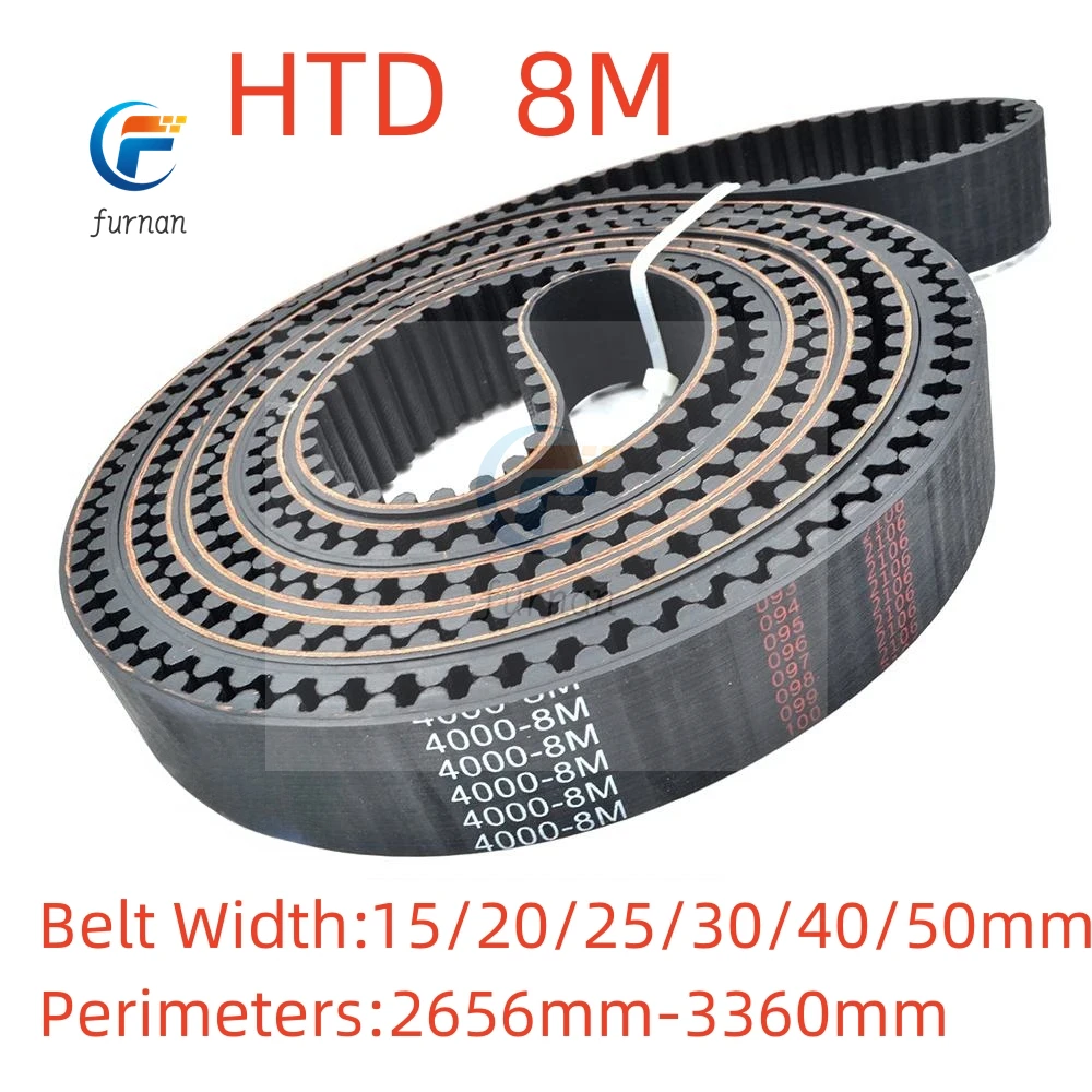 HTD 8M Rubber timing belt  length 2656/2672/2688/2720/2736/2760/2800/2840/2848/3048/3120/3168/3200/3264/3280/3360mm Width15-50mm