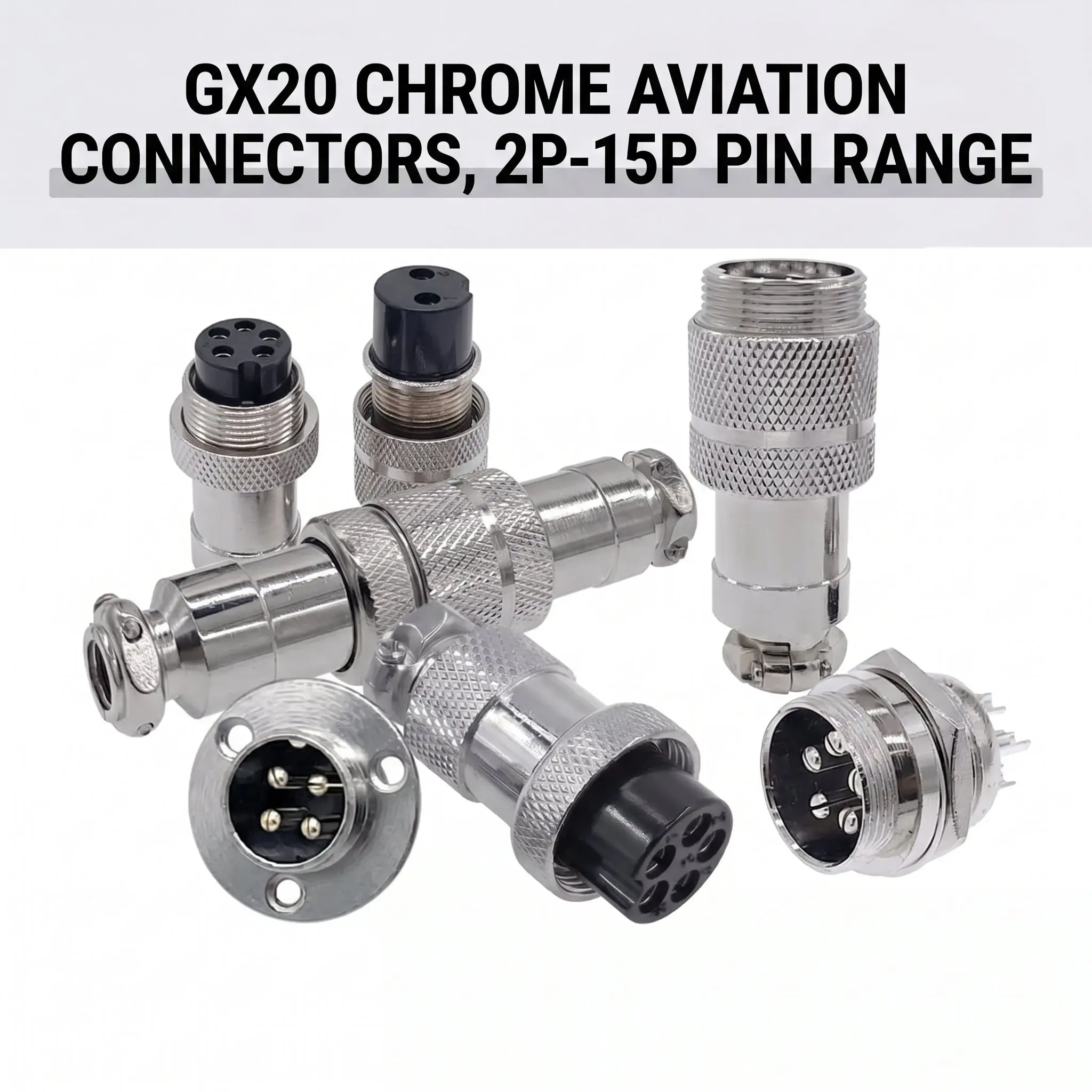 GX20 Aviation Connector 2-15Pin Circular Plug Socket Male Female Metal Panel Mount Industrial Power Cable Connector