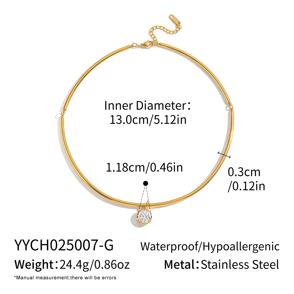 Miia Jewelry 18K Gold Edelstahl Choker Halskette Geometrischer Mehrform-Kristallanhänger Halskette für Frauen – Detail 9