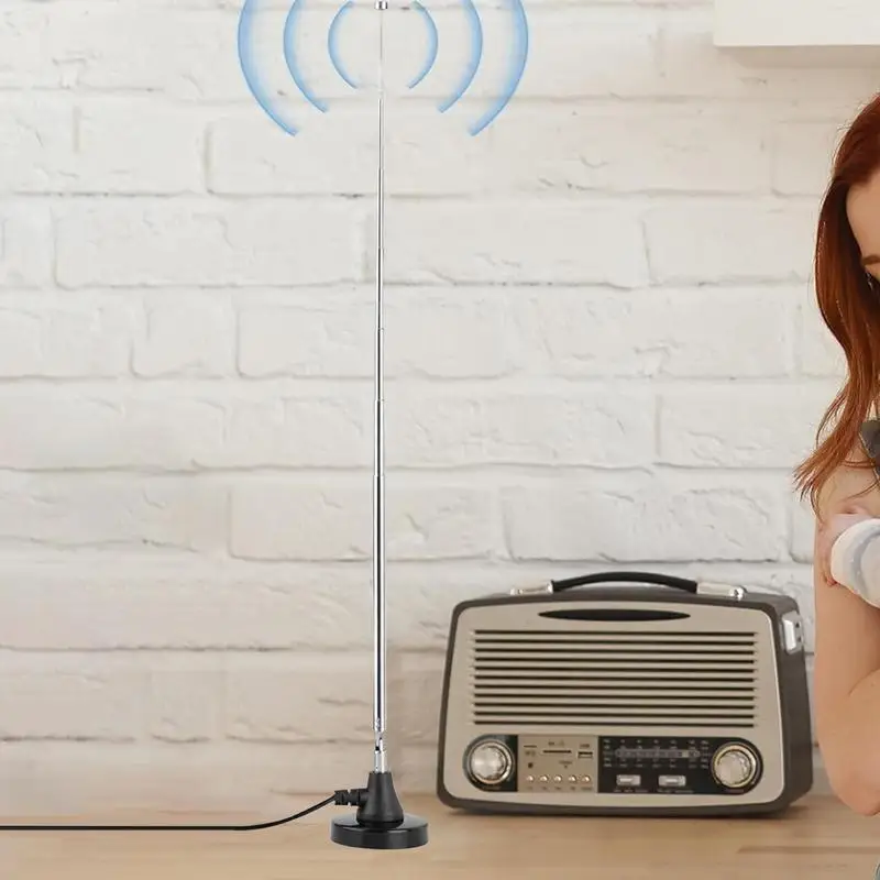 هوائي تليسكوبي FM استقبال طويل المدى تلفزيون داخلي AM FM راديو ستيريو استقبال إشارة محمولة معززة استقبال التلفزيون