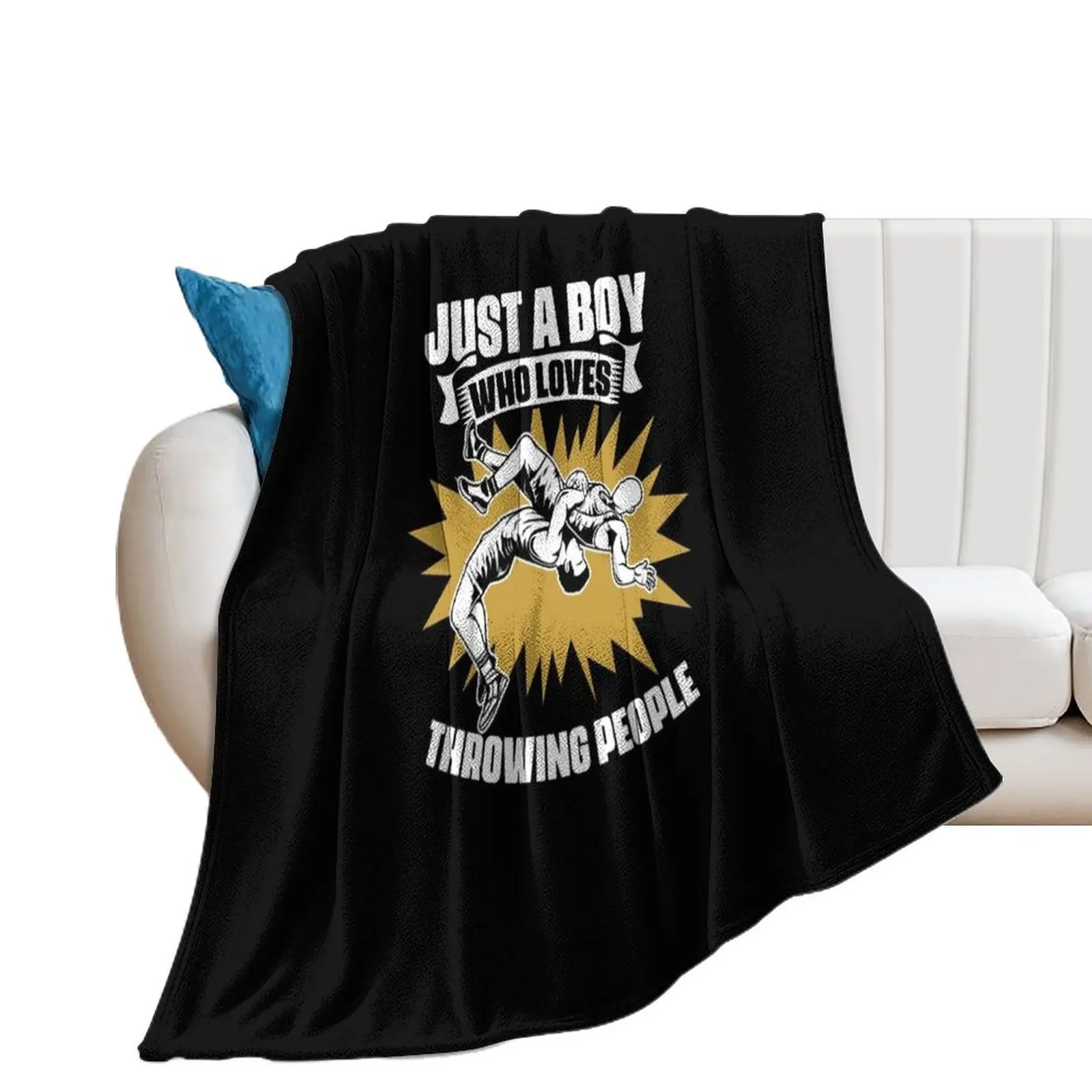 Just A Boy Who Loves Funny Wrestling Sports Fan For Wrestler Throw Blanket Summer Luxury St Soft Plush Plaid Blankets