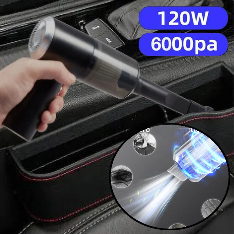 

Wireless Car Vacuum Cleaner 6000PA 120W High Power Car Hoover USB Rechargeable Handheld Vacuum Cleaner Home Cleaning Tools