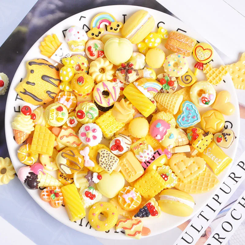 20/50 Pcs Resin Candy Jewelry Craft DIY Material Flatback Ornament Embellishment Handmade Supply Hairpin Donut Ice Cream