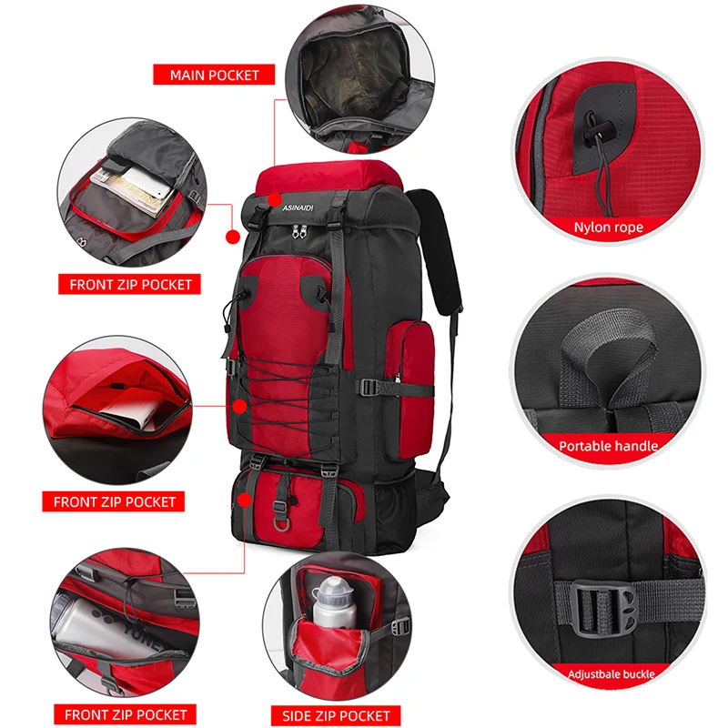 Imagem -04 - Grande Impermeável Camping Mochila Viagem Outdoor Sports Caminhadas Trekking Montanhismo Escalada Pacote de Ombro Bolsa Tático 80l