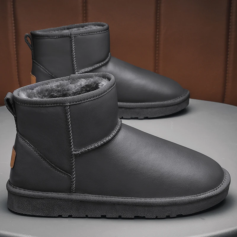 

2025 зимние классические мужские ботинки, непромокаемая хлопковая обувь, зимние ботинки, теплые повседневные модные мужские ботинки из ультраволокнистой кожи