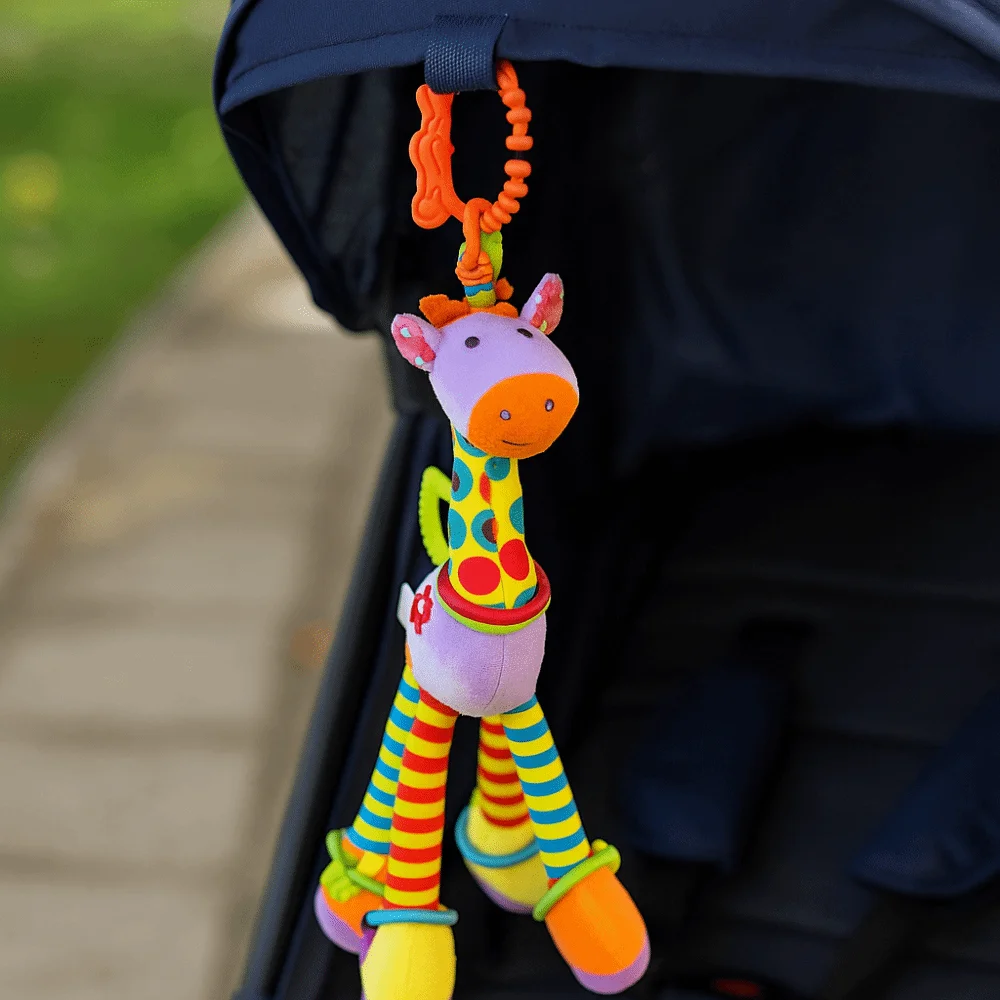 ตุ๊กตายีราฟผ้าฝ้าย PP พร้อมกระดิ่งมือ ของเล่นตุ๊กตายีราฟสำหรับเด็กแรกเกิด ทนทานต่อการใช้งาน เสริมพัฒนาการเด็กเล็ก รูปการ์ตูนสัตว์