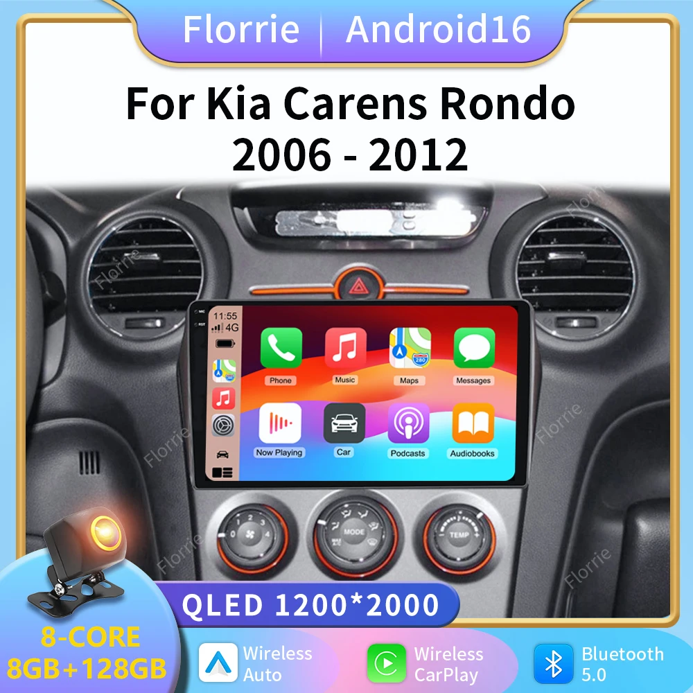 Android 16 Car Radio For Kia Carens UN 2006 2007 2008 - 2012 Carplay Auto GPS Navigation WIFI 4G Head Unit 2K Stereo 2Din Video