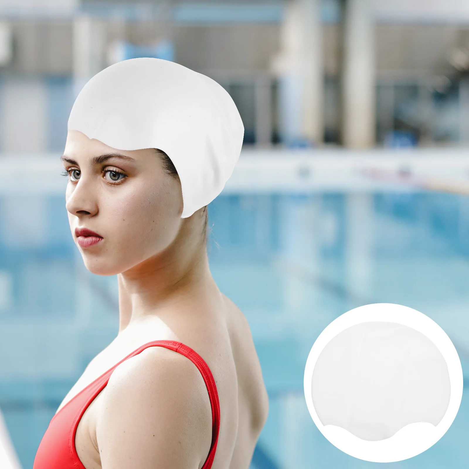 

Swimming Cap Women Waterproof for Caps Hats White Material Pu Fabric