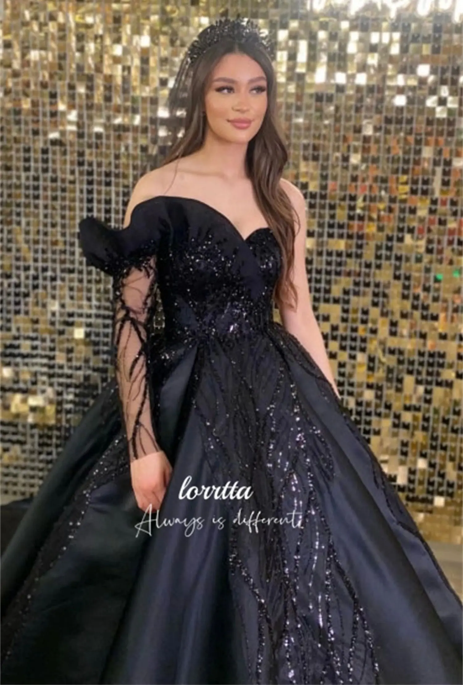 Lorrtta Luxurious Bead Embroidery Decoration Eid Al-fitr Evening Dress Fluffy Black Luxury Dresses 2024 Gala Prom Clothes Women