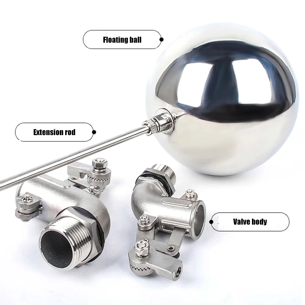 1/2'' 3/4'' 1'' DN32 304 Stainless Steel Adjustable Float Valve Bend Elbow Floating Ball Switch for Water Tank Cistern Tower