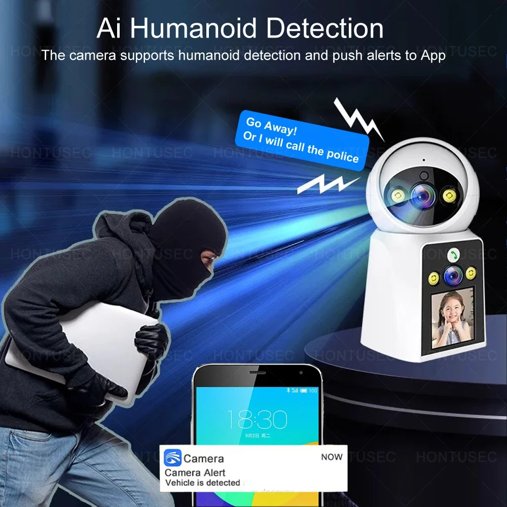 YOOSEE FHD 4K 8MP Dual Lens Dual Screen Video Call Camera Auto Tracking Two Way Audio Color Night Vision 4MP Indoor Baby Monitor