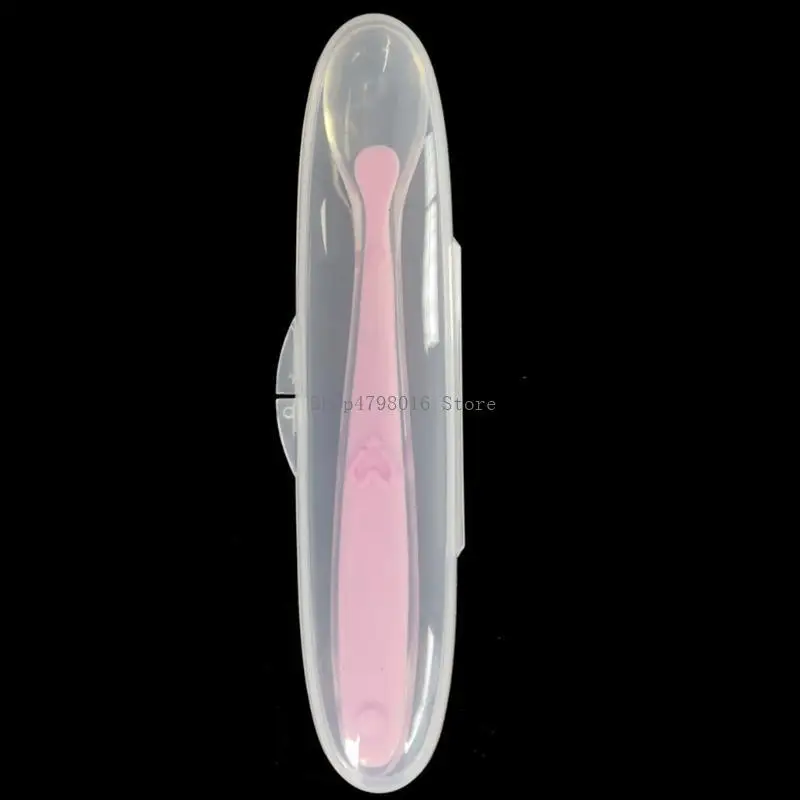 Baby Soft Silicone Spoon with Storage Box Candy Color Spoon Children Feeding Learning Training Feeder Utensil