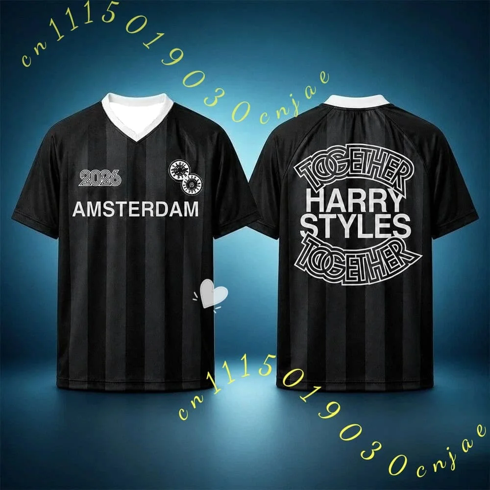 HarryStyles Amsterdam Merch Pink Soccer Jersey T-shirt 2026 Summer New Shirt Men's Women Breathable Short Sleeve Casual Tee Top - view 2