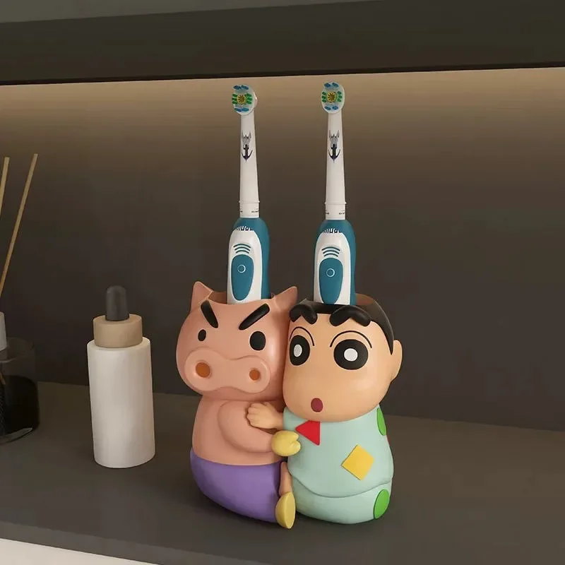 Crayon Shin-chan Bathroom Tooth Cup Holder for Man Women Home Restroom Decorations Hanging Storage Shelf Toothbrush Holders
