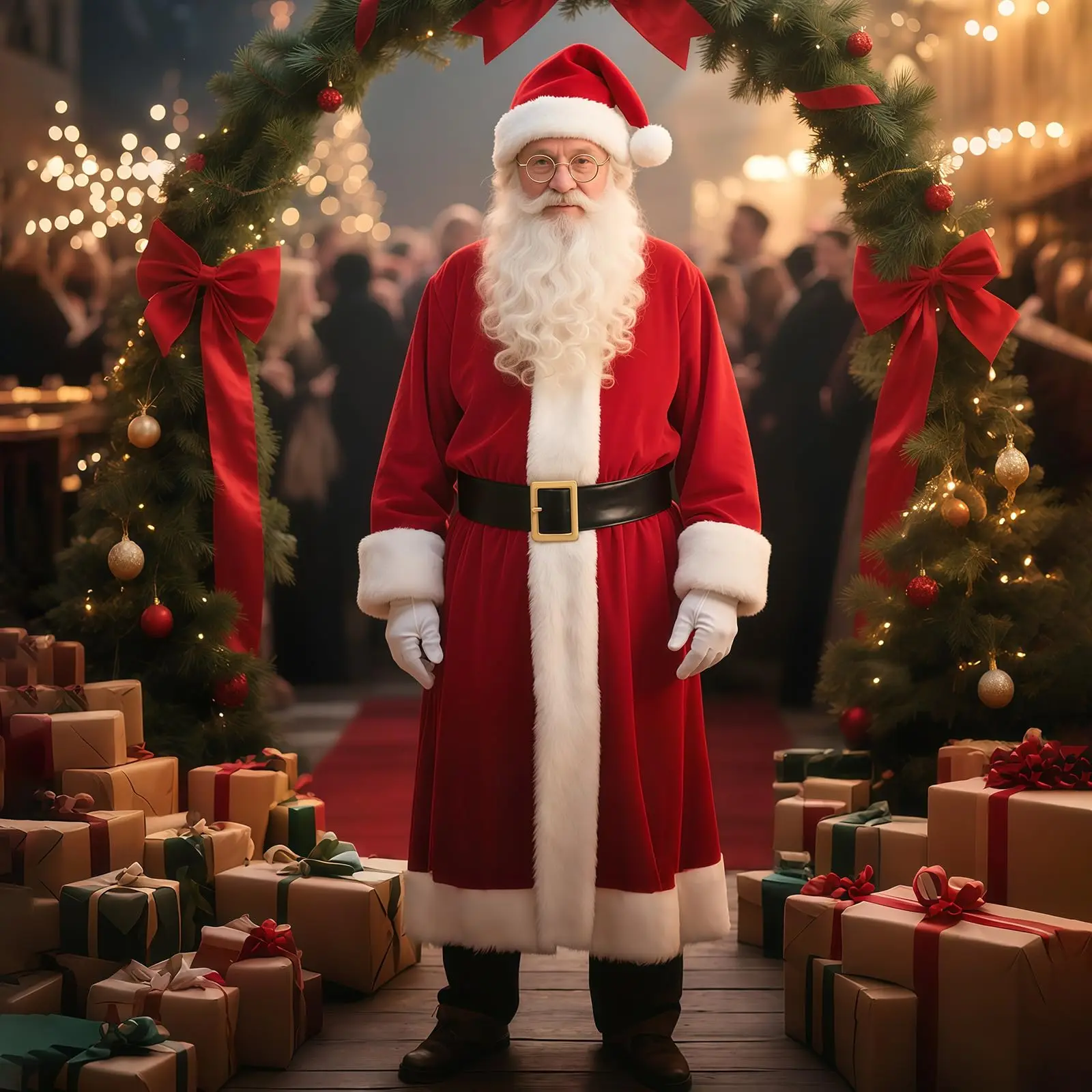 Accessoires de Costume de père noël, chapeau de père noël, lunettes à barbe, gants, ceinture, chaussures cloche, ensemble de Cosplay de noël pour adultes