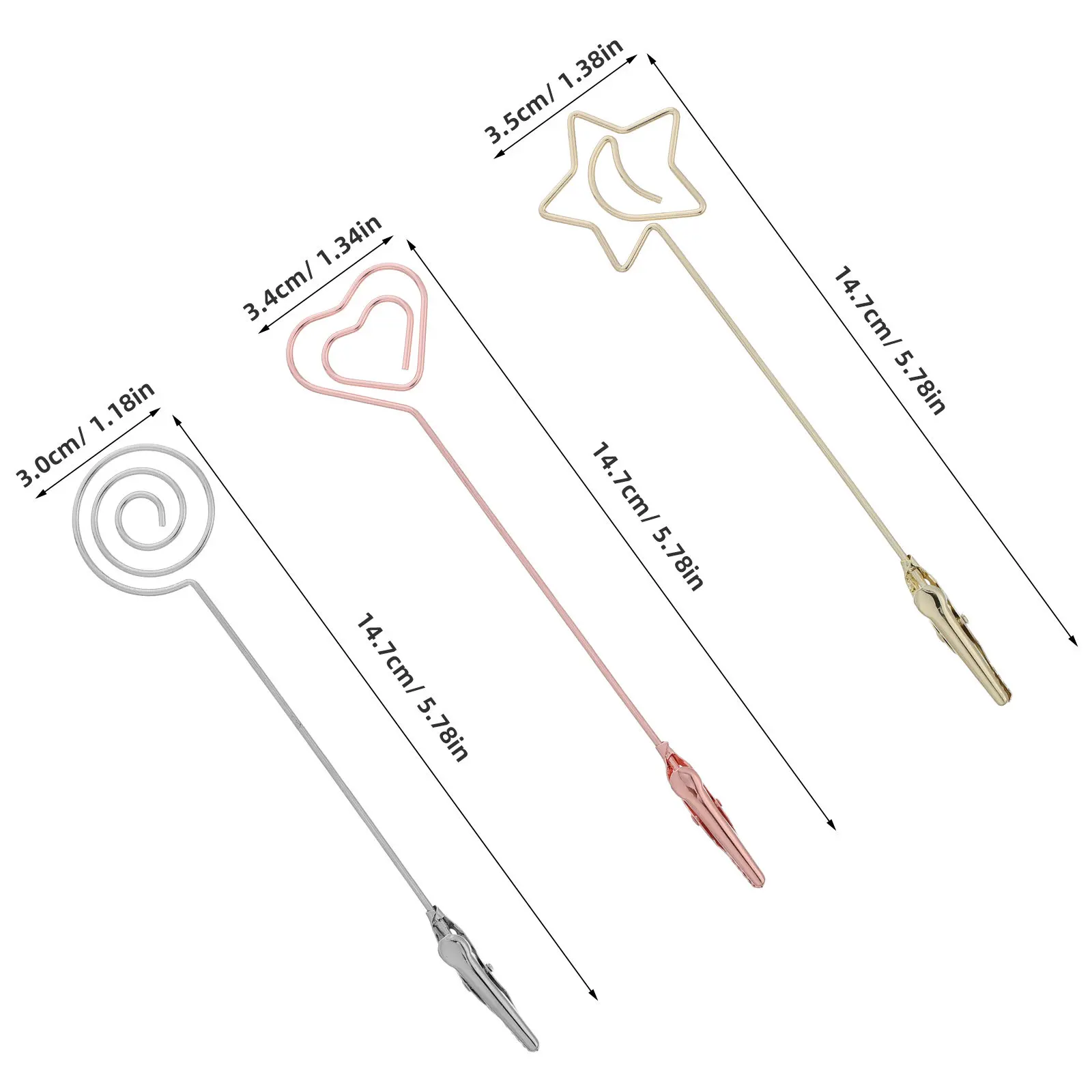 3Pcs Metal Table Memo Clips 6 Inch Wire Photo Card Holders Desk Clip Stand Note Paper Holder for Retail Sign Tags
