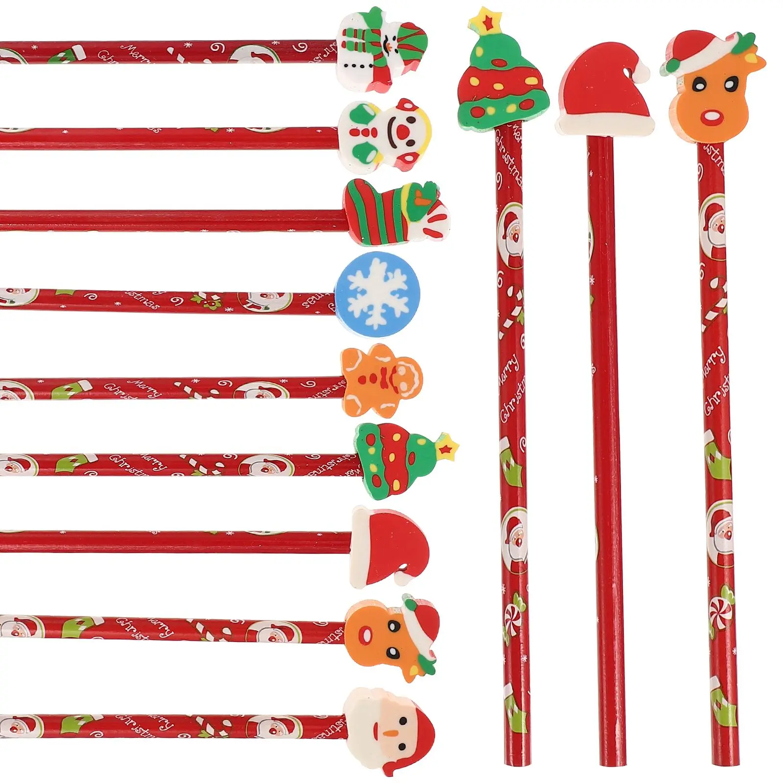 

36 Pcs Wooden Pencils Kids Writing Cartoon Erasers School Supplies Christmas Party Favors Cute Child Pencil Set Lightweight