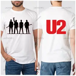 Summer crew neck Short Sleeve T-shirt Cute U2 Print AB face men's casual T-shirt outfit Hip Hop Rock men's loose size shirt