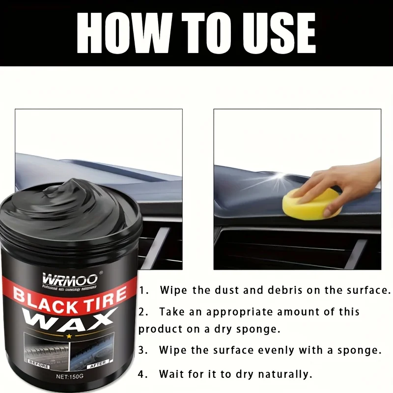 شمع إطارات السيارة الأسود للإطارات - أداة تبييض الأسود للعناية بعجلات السيارات، ومنع الكراك المضاد للشيخوخة، واستعادة البلاستيك