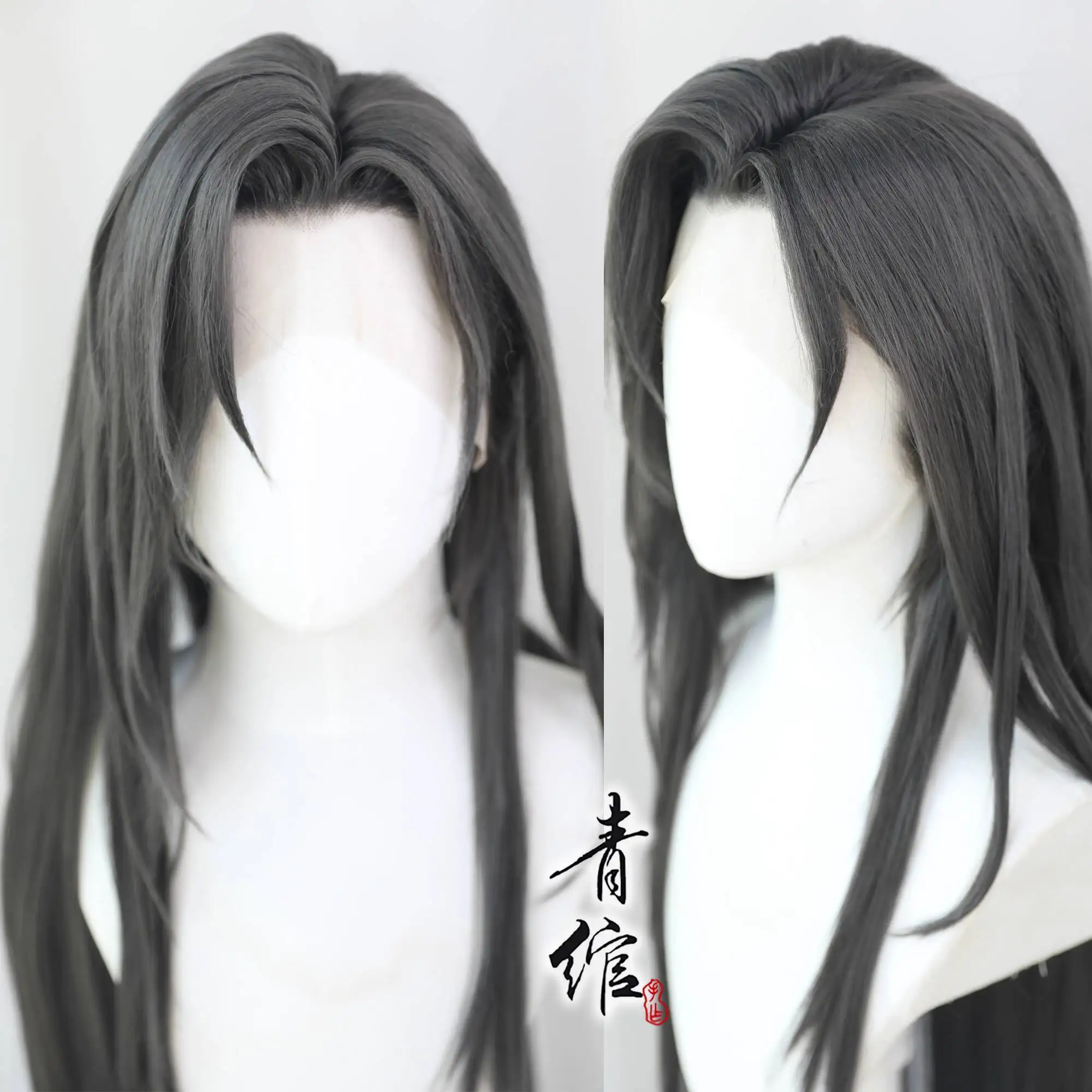 

Game Dai Hao Yuan Game Ashes Of The Kingdom Guo Jia Wig Cover Cos Black Gray Green Ancient Style Chinese Style Cosplay