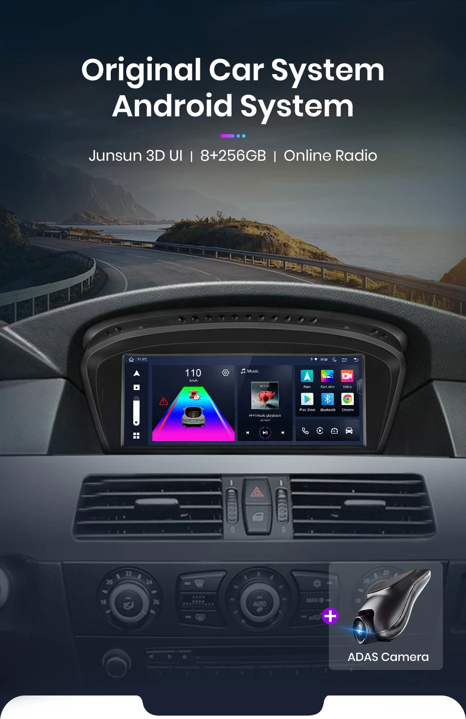 Junsun Carplay für Apple Autoradio Multimedia für BMW 5er E60 E61 E63 E64 für BMW 3er E90 E91 E92 E93 Android Auto – Detail 4