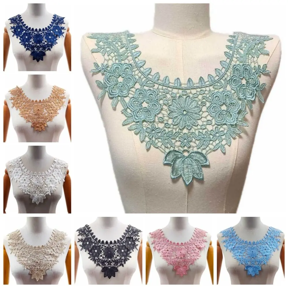 5PCS Multicolor Embroidered Collar Fashion Hollow Out Pattern Hollow Out Lace Collar Polyester Chic Flower Collar
