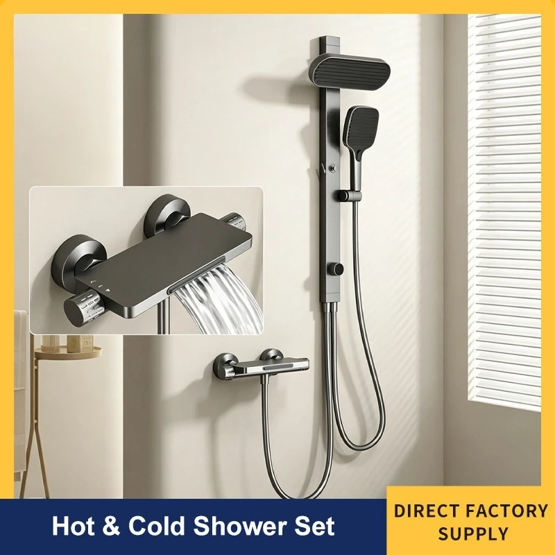 Full copper bathtub special faucet shower 2-in-1 hot and cold mixing valve shower set Wall out bath faucet
