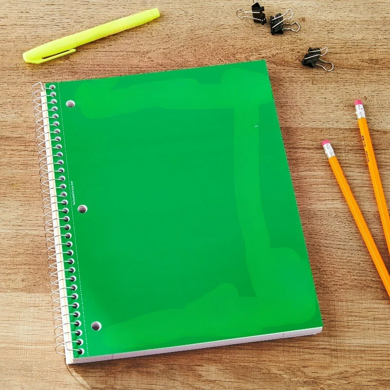 Wide Ruled 5-Subject Notebook, 8 in x 10.5 in, Green