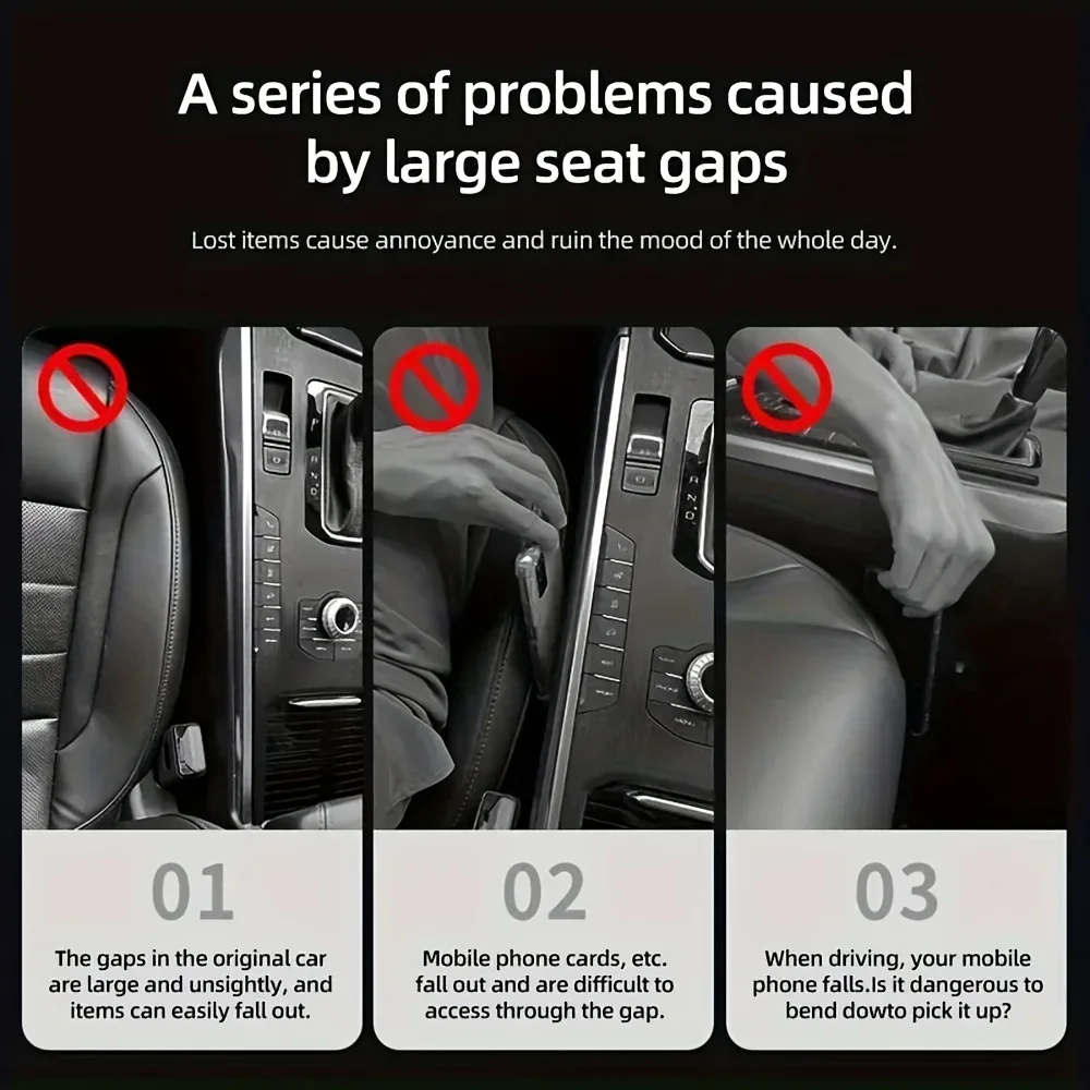 2Pcs Car Seat Gap Filler Organizer, PU Waterproof Seat Gap Plug Strip with 2 Grooves Design, For Auto Interior Gap Storage - view 5