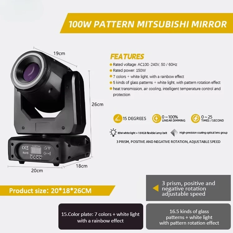 100 واط RGBW ضوء شعاع الرأس المتحرك مخصص بكسل العفريت وضع ثلاثية الأبعاد أرضية الرقص المغناطيسي متوافق مع إضاءة المسرح