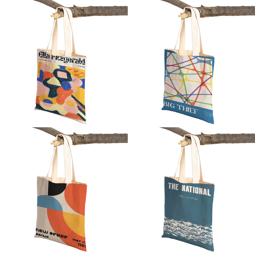 Music Posters Performed By Various Bands Shopping Bag Double Print Casual Nordic Shopper Bags Lady Canvas Tote Women Handbag