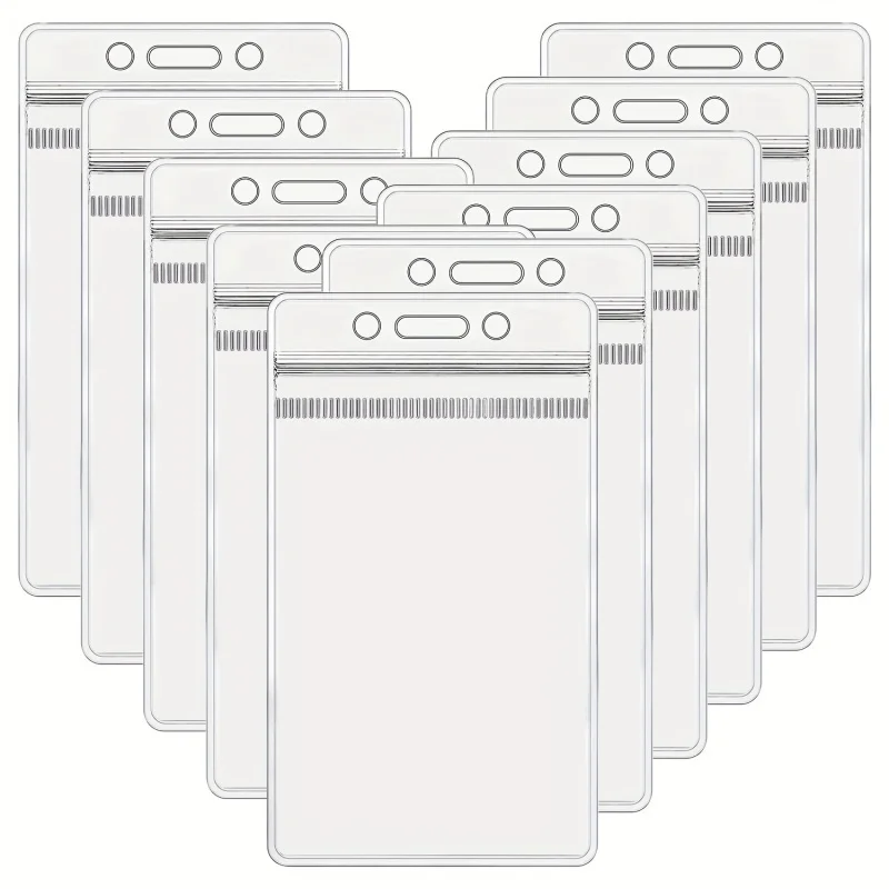 

Держатель идентификационного бейджа Вертикальные зажимы для именной бирки Прозрачный пластик с водонепроницаемой закрывающейся молнией Подходит для офиса, встреч