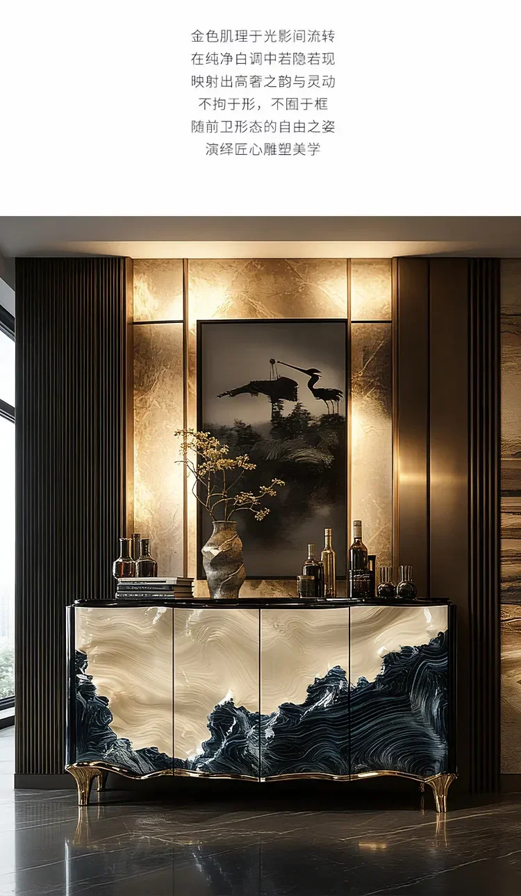 New Chinese Style Original  Art Entrance Cabinet Special-shaped Decorative Dining Side Cabinet Aesthetics Entrance Tab
