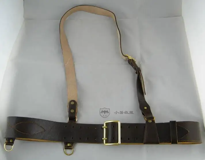 Soviet Genuine Leather Double Insertion Belt Russian Diagonal Strap