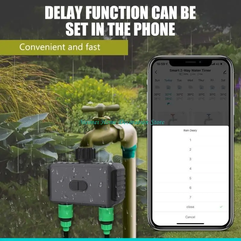 H7BF Wireless Sprinkler Timer Water Timer Hose Faucet Timer Automatic Irrigation System Controller for Yard Watering APP Control