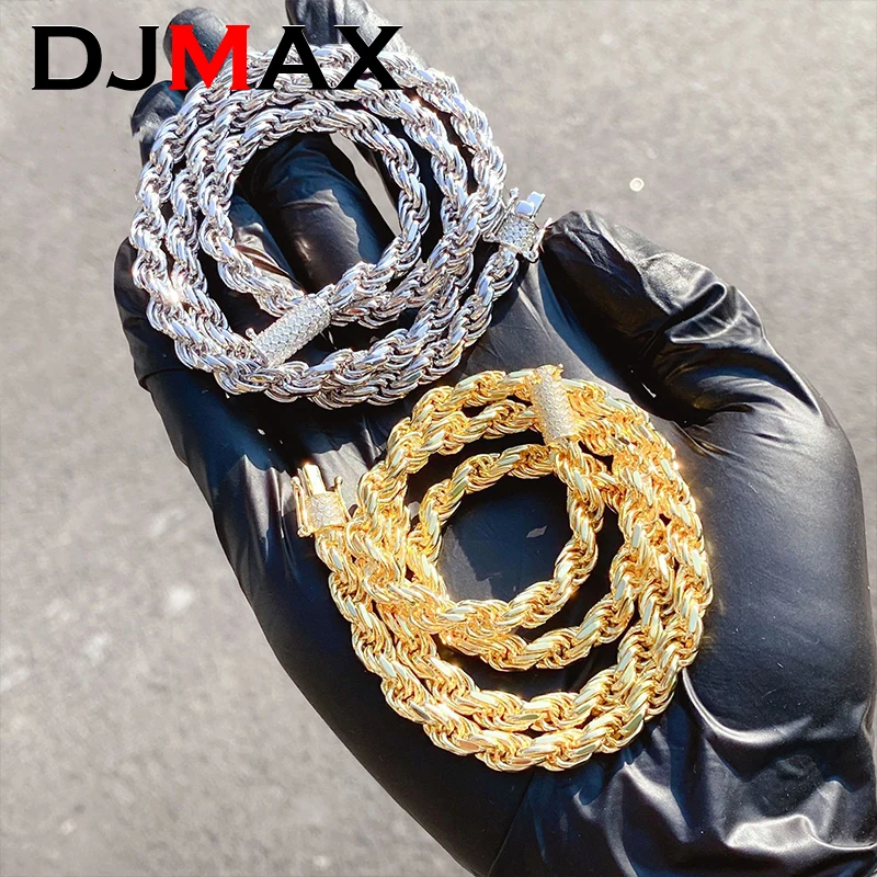 DJMAX Unisex 6mm Full Moissanite Cuba Chain For Women Fashion Original 925 Sterling Silver Man's Moissanite Cuba Chain Hip Hop