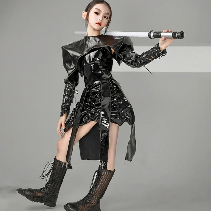 Meninas Hip Hop Roupas de Dança, Palco Roupas, Street Dance Costumes, Crianças Jazz Performance, Terno Preto, Moda