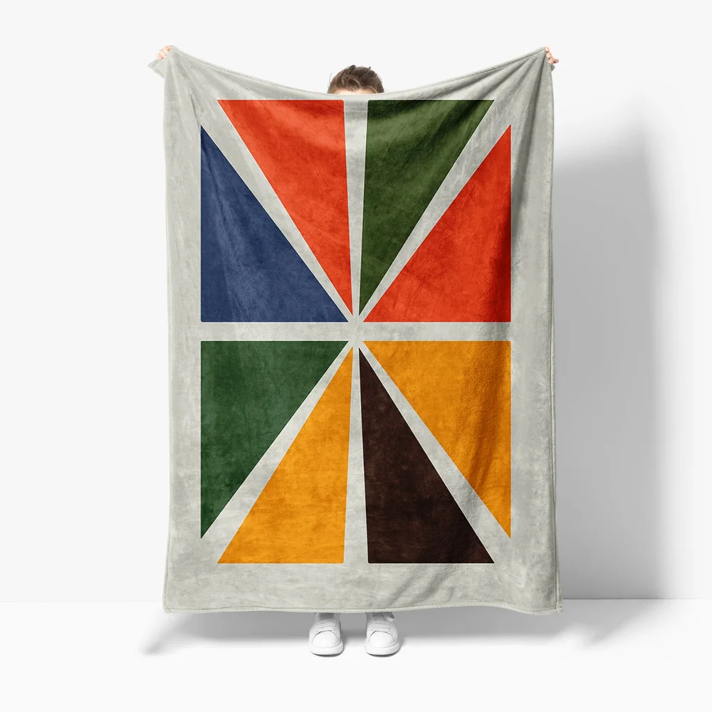 

Multi Scene Geometric Print Fleece Blanket Sofa Bed Throw for Living Room Bedroom Decoration Gift