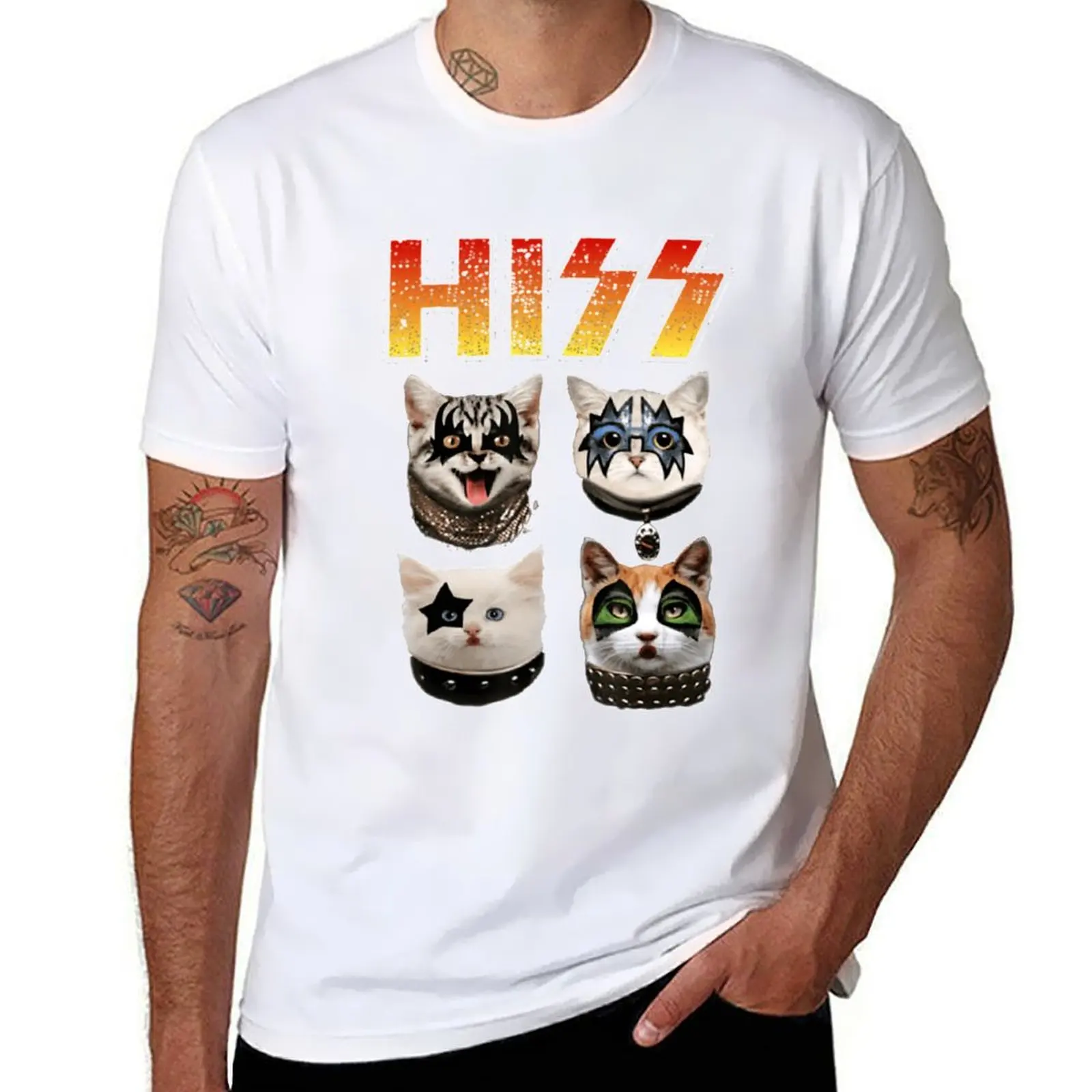 Hiss Funny Cat Lover T-Shirt Soft Durable Cotton T-Shirt