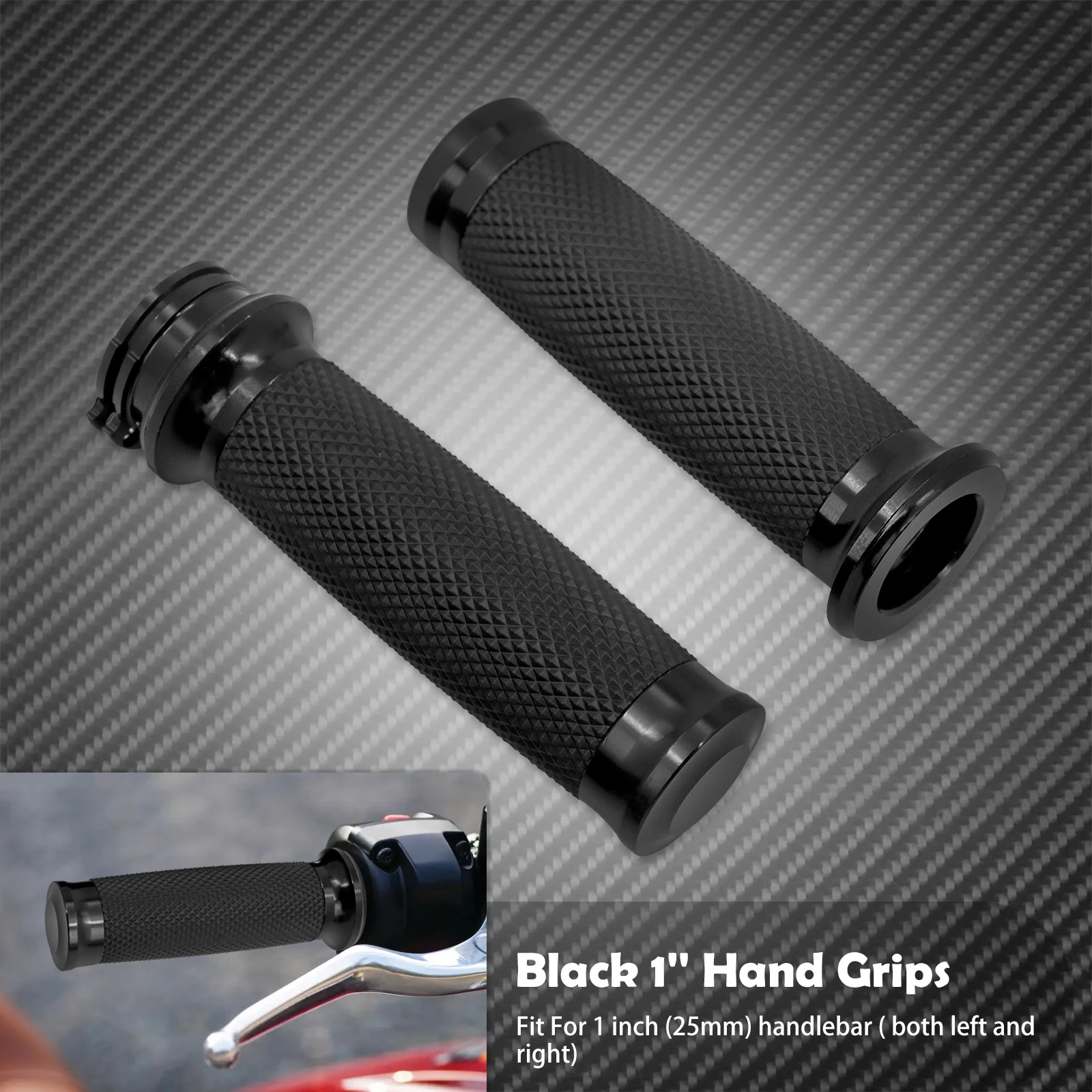 Motorrad Universal 1 "25mm Griff Bar Handgriffe Schwarz Für Harley Touring Road King Dyna VRSC Sportster XL 883 1200 XR Softail