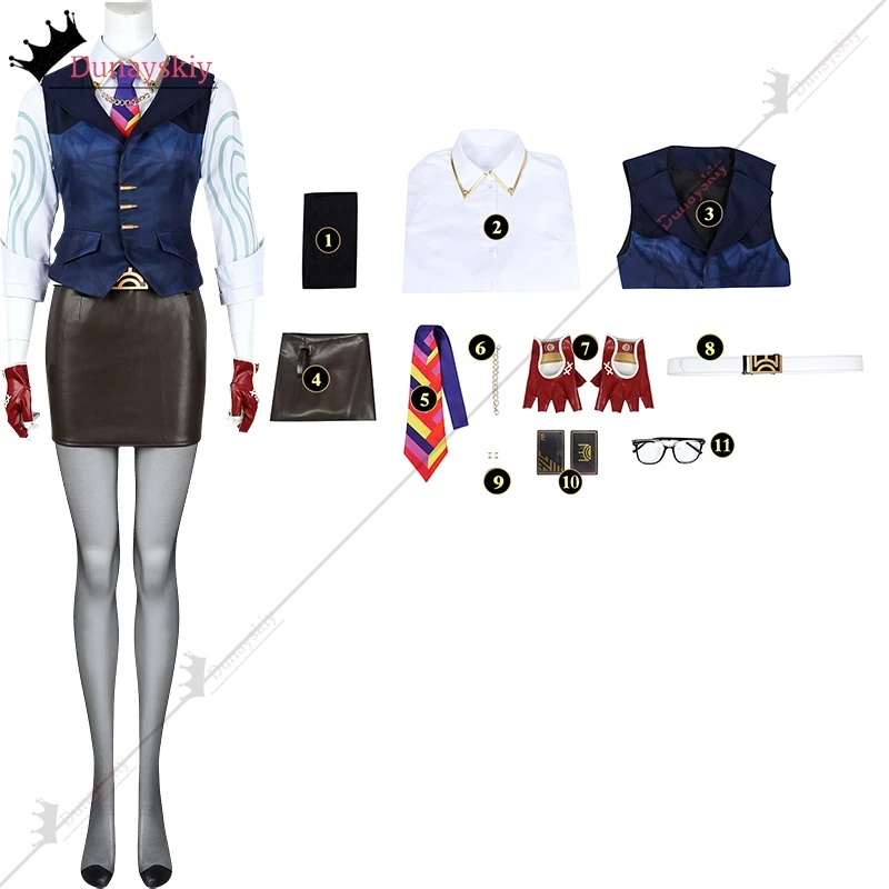 أنيمي لعبة Valorant غرفة تأثيري حلي المرأة تنورة قصيرة سترة قميص مجموعة غرفة لعب الأدوار فساتين نسائية دعوى XS-3XL