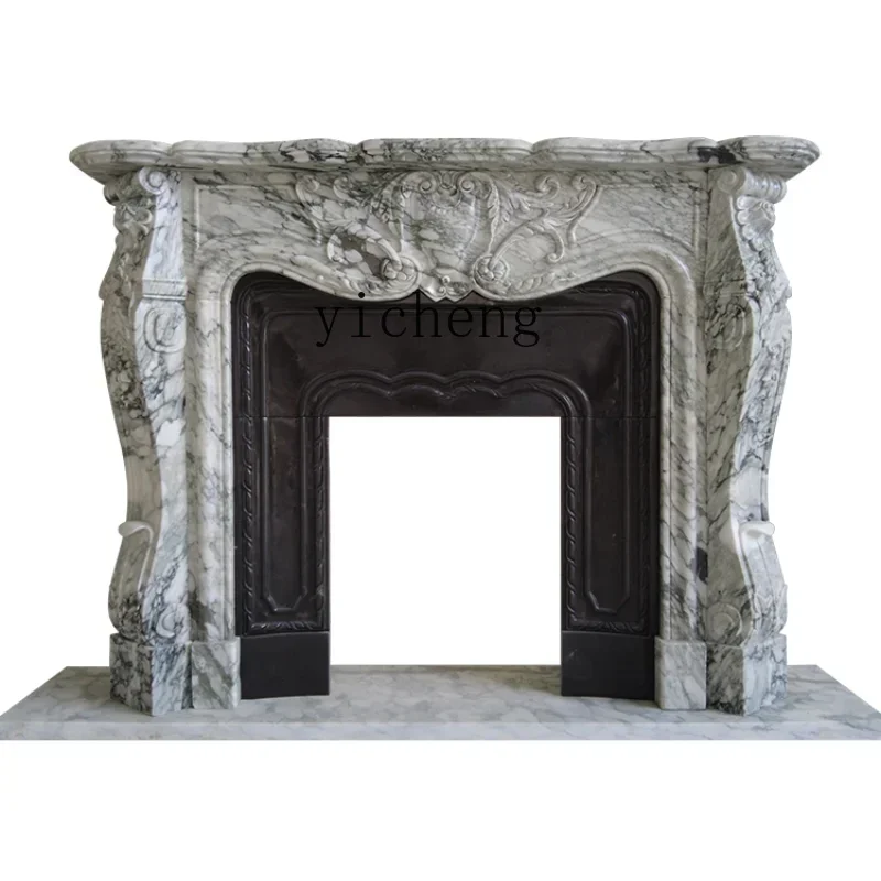 

ZK Marble Arabescato Fireplace Carved Fireplace Decoration Villa Living Room Heating Light Luxury Ornaments